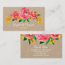 Aquarellfarben Blume Haarstyllensalon Makeup Kraft Visitenkarte