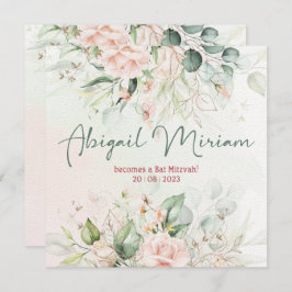 Aquarellfarben Blume Hebräisches Bat Mitzvah Einla Einladung