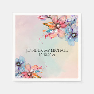 Aquarellfarben Blume Hochzeit der modernen schicke Serviette