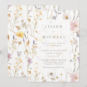 Aquarellfarben Blume Hochzeit Einladung