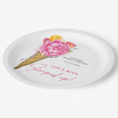 Aquarellfarben - BLUME ICE CREAM - Brautparty Pappteller (Schrägansicht)