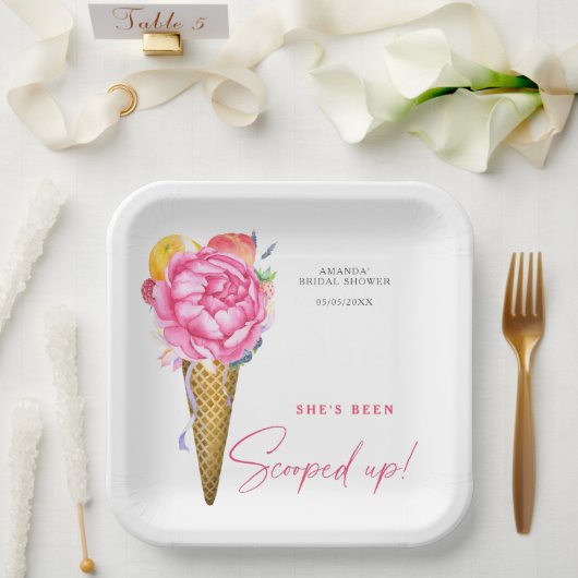 Aquarellfarben - BLUME ICE CREAM - Brautparty Pappteller (Hochzeit)