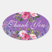 Aquarellfarben Blume Lila Oval Stickers (Vorderseite)