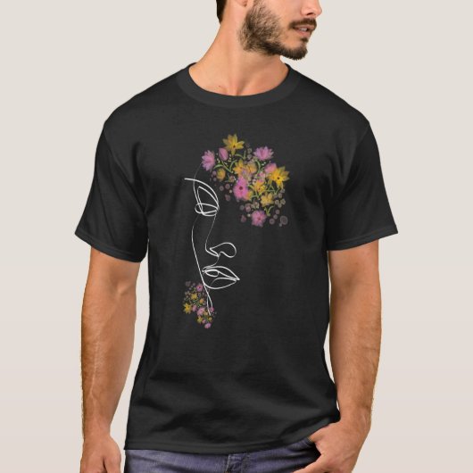 Aquarellfarben Blume Minimalistisch Abstrakte Frau T-Shirt (Vorderseite)