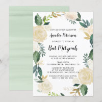 Aquarellfarben-Blume mit Gold-Glitzer-Bat Mitzvah