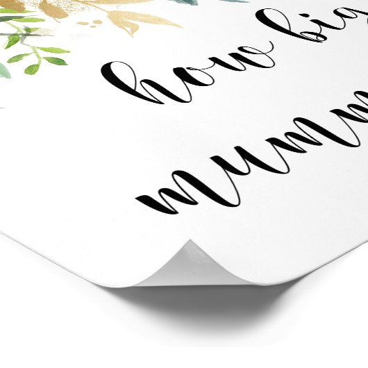 Aquarellfarben-Blume mit Goldenen Foil-Kinderdusch Poster (Ecke)