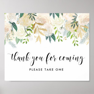 Aquarellfarben-Blume mit Goldenen Foil-Kinderdusch Poster