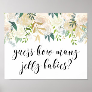 Aquarellfarben-Blume mit Goldenen Foil-Kinderdusch Poster