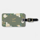 Aquarellfarben-Blume mit goldfarbenem Monogramm Gepäckanhänger (Vorderseite horizontal)