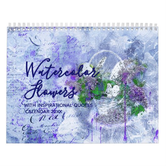 Aquarellfarben-Blume mit Motivations-Quotes-Kalend Kalender (Titelbild)
