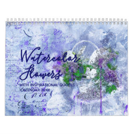 Aquarellfarben-Blume mit Motivations-Quotes-Kalend Kalender
