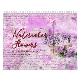 Aquarellfarben-Blume mit Motivations-Quotes-Kalend Kalender