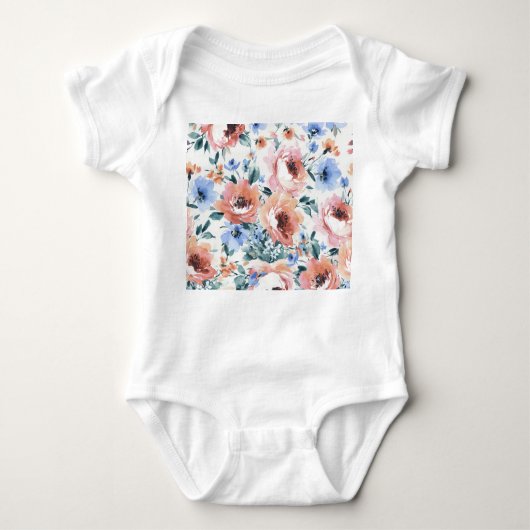 Aquarellfarben-Blume, nahtlose Musterillustrierung Baby Strampler (Vorderseite)
