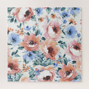Aquarellfarben-Blume, nahtlose Musterillustrierung Puzzle