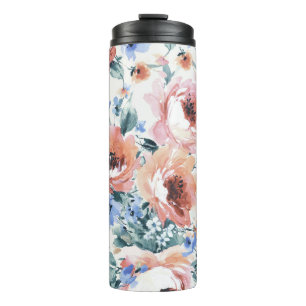 Aquarellfarben-Blume, nahtlose Musterillustrierung Thermosbecher