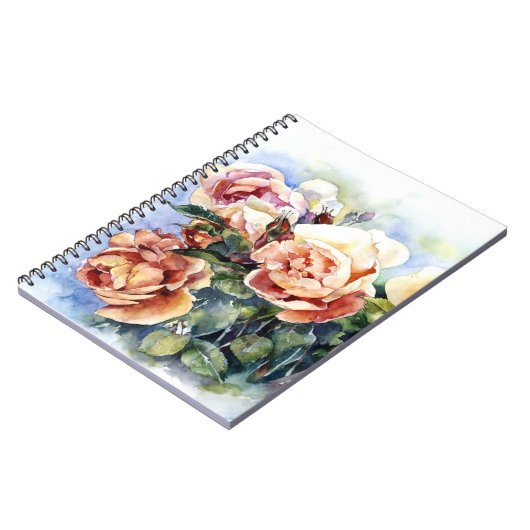 Aquarellfarben Blume Orange Rose Bud Illustration Notizblock (Linke Seite)