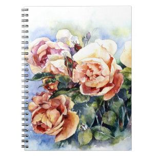Aquarellfarben Blume Orange Rose Bud Illustration Notizblock