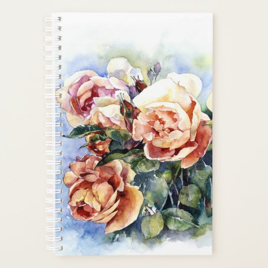 Aquarellfarben Blume Orange Rose Bud Illustration Planer (Vorderseite)