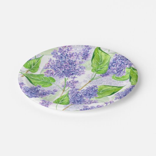 Aquarellfarben-Blume Pappteller (Schrägansicht)