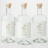 Aquarellfarben Blume Pastellgrün Alkoholflaschenetikett (Flaschen)