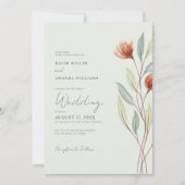 Aquarellfarben Blume Pastellgrün Einladung (Vorderseite)