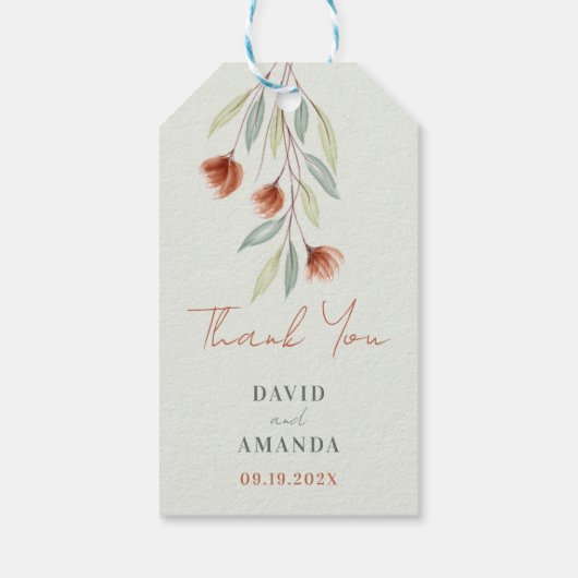 Aquarellfarben Blume Pastellgrün Geschenkanhänger (Rückseite)