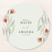 Aquarellfarben Blume Pastellgrün Runder Pappuntersetzer (Vorderseite)