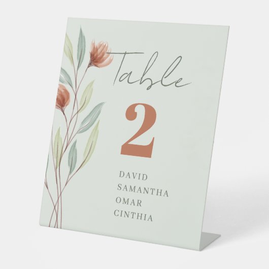 Aquarellfarben Blume Pastellgrün Sockelschild (Vorderseite)