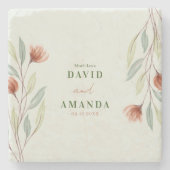 Aquarellfarben Blume Pastellgrün Steinuntersetzer (Vorderseite)