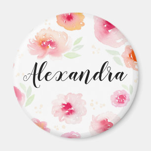 Aquarellfarben Blume Personalisiert Girls Name Mag Magnet