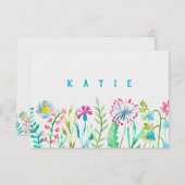 Aquarellfarben Blume Personalisiert Stationierung Dankeskarte (Vorne/Hinten)