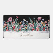 Aquarellfarben-Blume Personalisierter Skriptname Schreibtischunterlage (Vorderseite)