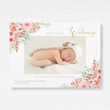 Aquarellfarben Blume Pink Baby Girl Foto Birth