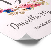 Aquarellfarben Blume Pink Baby Girl Name Geburtsst Poster (Ecke)