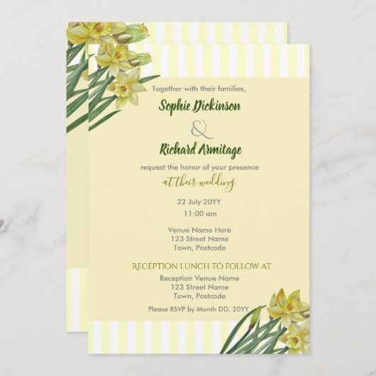 Aquarellfarben Blume Portrait Illustration Einladung (Vorne/Hinten)