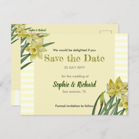 Aquarellfarben - Blume Portrait Save the Date Ankündigungspostkarte (Vorne/Hinten)