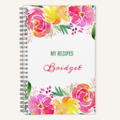 Aquarellfarben Blume Rezepte mit Namen Notizblock (Vorderseite)
