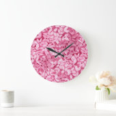 Aquarellfarben-Blume: rosa, blühende Hintergrundfa Große Wanduhr (Zuhause)