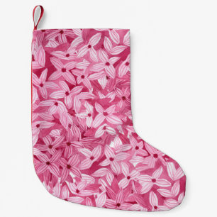 Aquarellfarben-Blume: rosa, blühende Hintergrundfa Kleiner Weihnachtsstrumpf