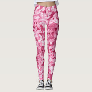 Aquarellfarben-Blume: rosa, blühende Hintergrundfa Leggings