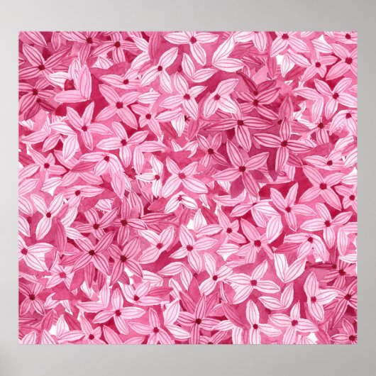 Aquarellfarben-Blume: rosa, blühende Hintergrundfa Poster (Vorne)