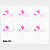 Aquarellfarben Blume Rosa Hochzeitshaube Bräutigam Runder Aufkleber (Blatt)