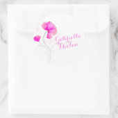 Aquarellfarben Blume Rosa Hochzeitshaube Bräutigam Runder Aufkleber (Tasche)