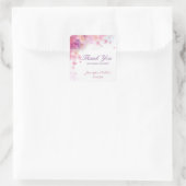Aquarellfarben-Blume Rose Vielen Dank Handschrift Quadratischer Aufkleber (Tasche)
