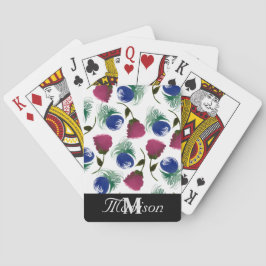 Aquarellfarben Blume Rose zeichnen Blauburgandy Spielkarten