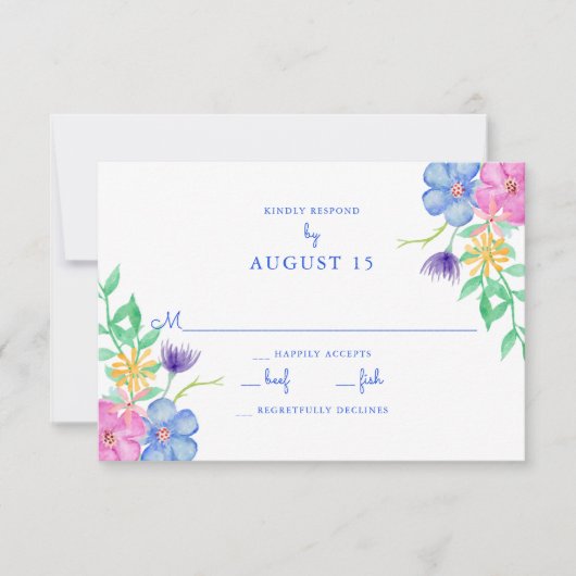 Aquarellfarben-Blume RSVP Karte (Vorderseite)