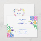 Aquarellfarben-Blume RSVP Karte (Vorne/Hinten)