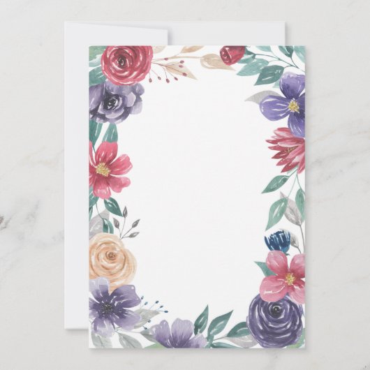 Aquarellfarben Blume Ruhestand Party Einladung (Rückseite)