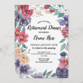 Aquarellfarben Blume Ruhestand Party Einladung (Vorne/Hinten)