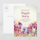 Aquarellfarben-Blume Save the Date Postkarten (Vorne/Hinten)